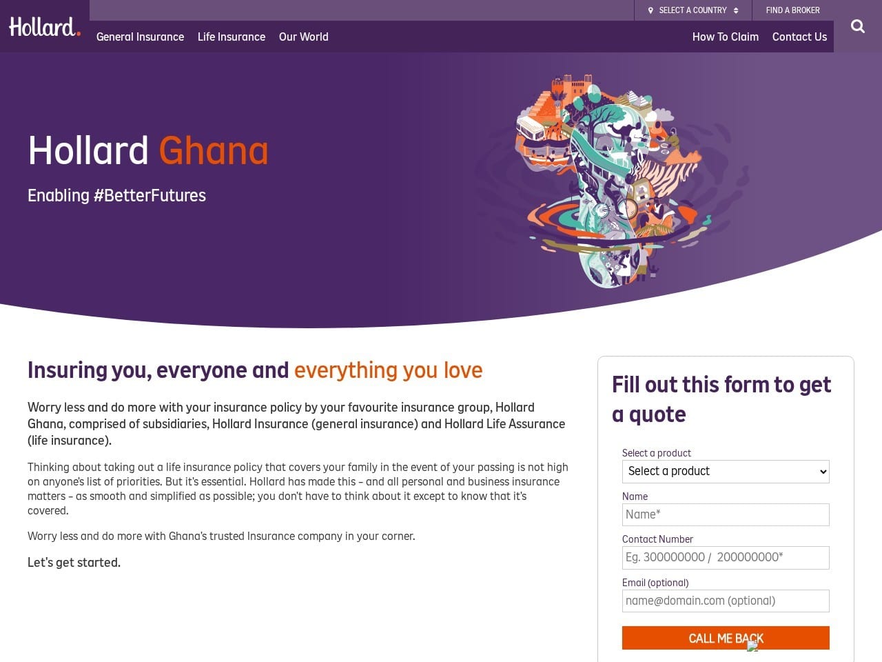 Hollard Insurance Ghana website preview — KayTech Africa the best web design in Accra portfolio 4